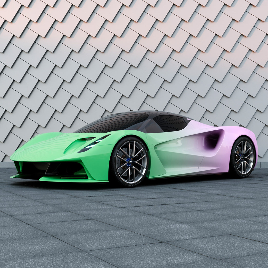 Futuristic inPurple to Green Gradient Custom Printed Vinyl Wrap