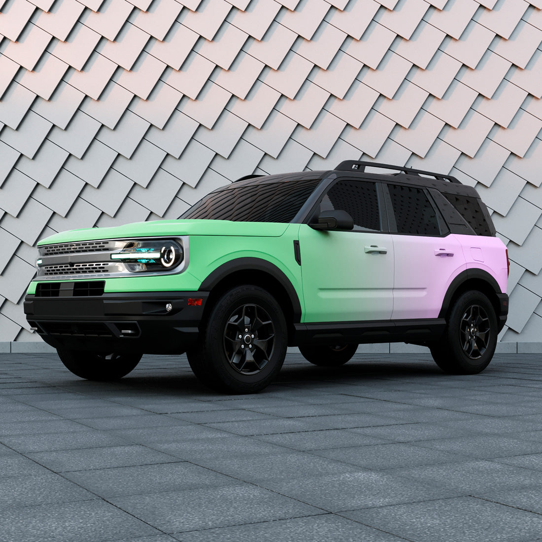 Urban SUV in Purple to Green Gradient Custom Printed Vinyl Wrap