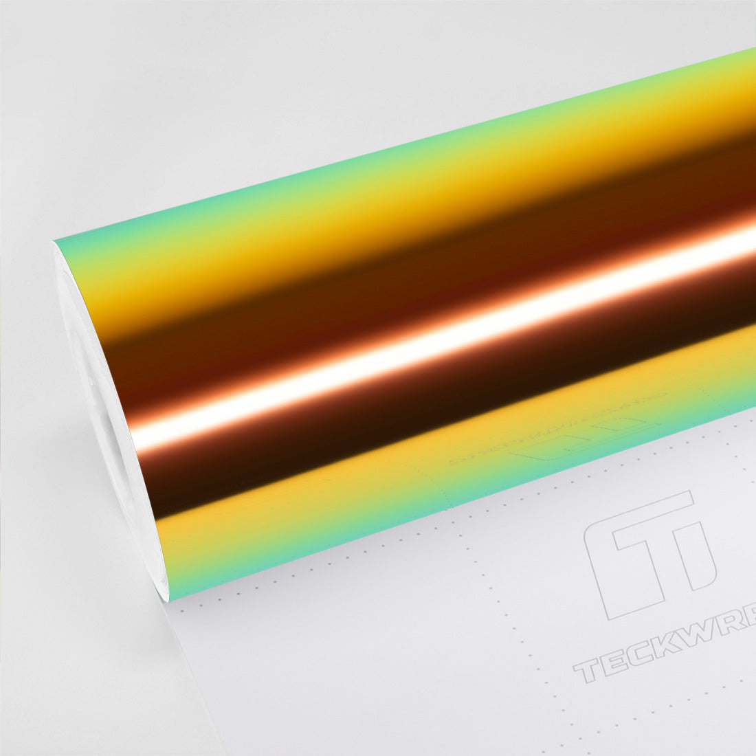 TeckWrap Ammolite Gem MCH02N Vinyl Wrap roll with vibrant rainbow iridescent finish for car wraps, interior styling, and creative customization.