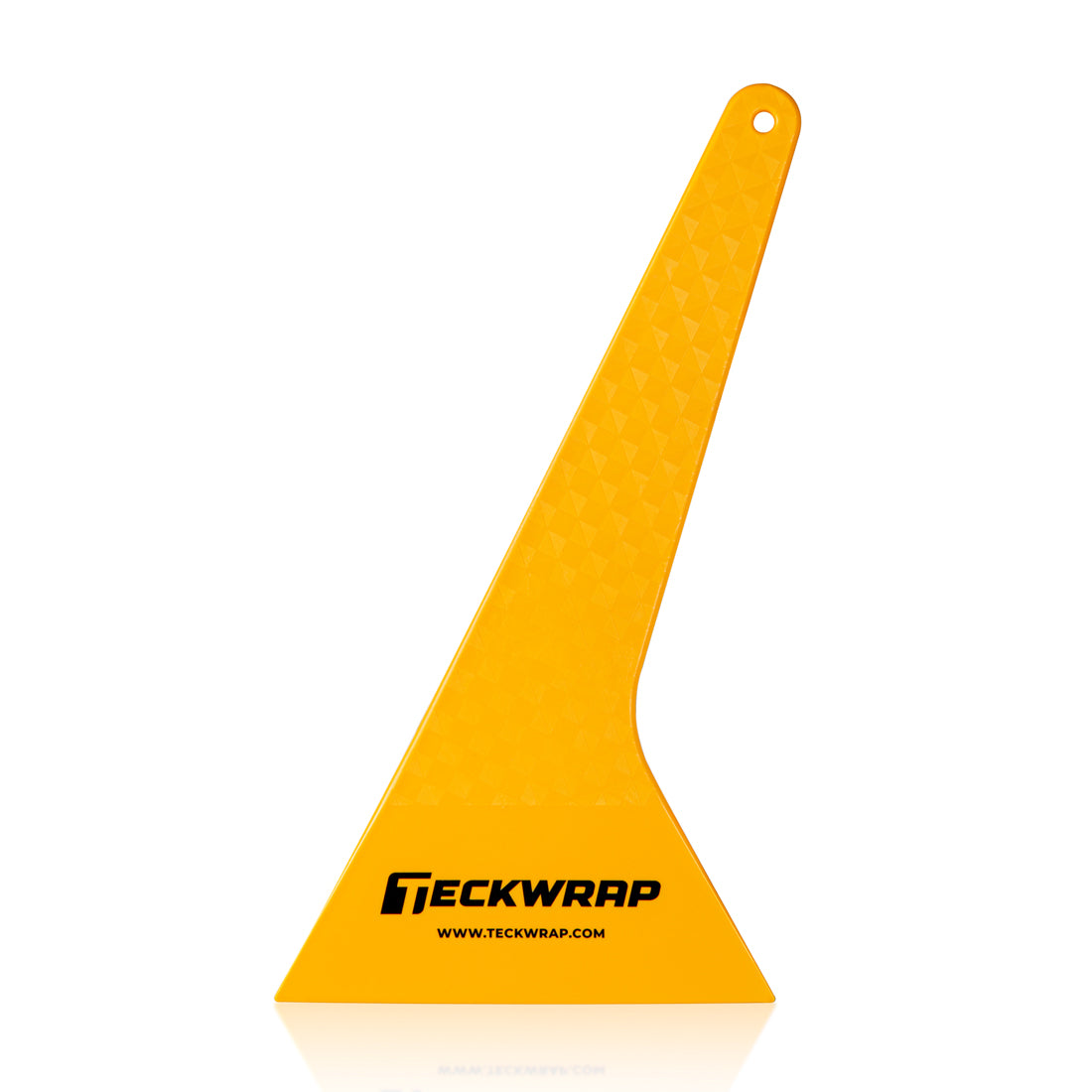 TeckWrap Triangle Tint Scraper (13×27 cm) in bright yellow, featuring ergonomic textured grip, ideal for seamless window tinting and vinyl wrap installations.