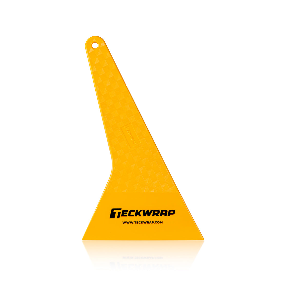 TeckWrap Compact Triangle Tint Scraper (12×22 cm) in bright yellow, offering ergonomic handling and precise control for vinyl wrap projects.