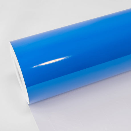 TeckWrap Vibrant Blue CG57-HD Gloss Vinyl Wrap roll showcasing smooth high-gloss finish and vibrant blue color.
