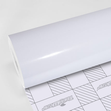 TeckWrap Frosted Pearl CK527-HD Gloss Vinyl Wrap roll – sleek pearl white vehicle wrap film with a glossy finish and subtle shimmer effect