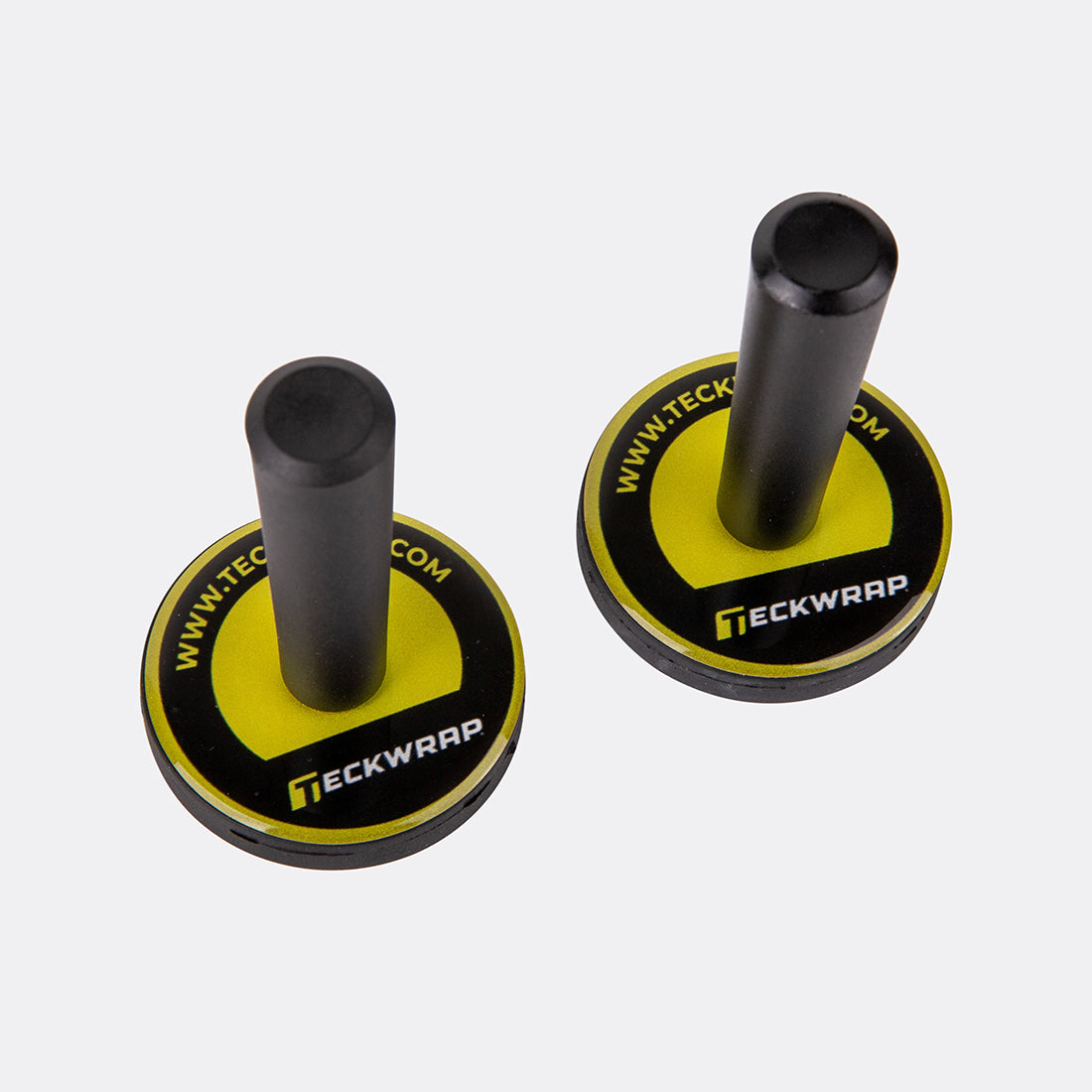 TeckWrap vinyl wrap magnets with ergonomic black handles and yellow branded bases, shown upright on a white background.
