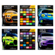 TeckWrap Display Set 2024 featuring vibrant vinyl wrap swatches alongside eye-catching promotional car images emphasizing quality, creativity, and innovation.