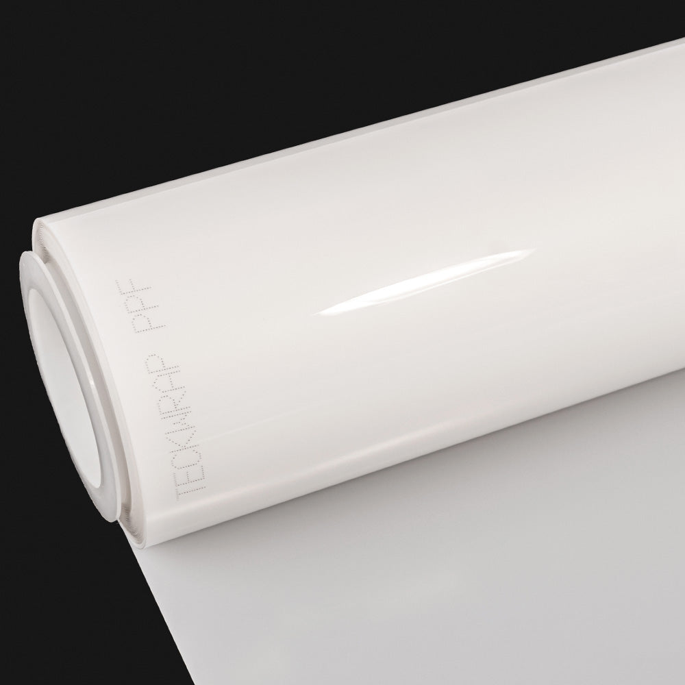 TeckWrap E75 Crystal Paint Protection Film roll featuring a high-gloss finish for ultra-clear vehicle surface protection and long-lasting durability.