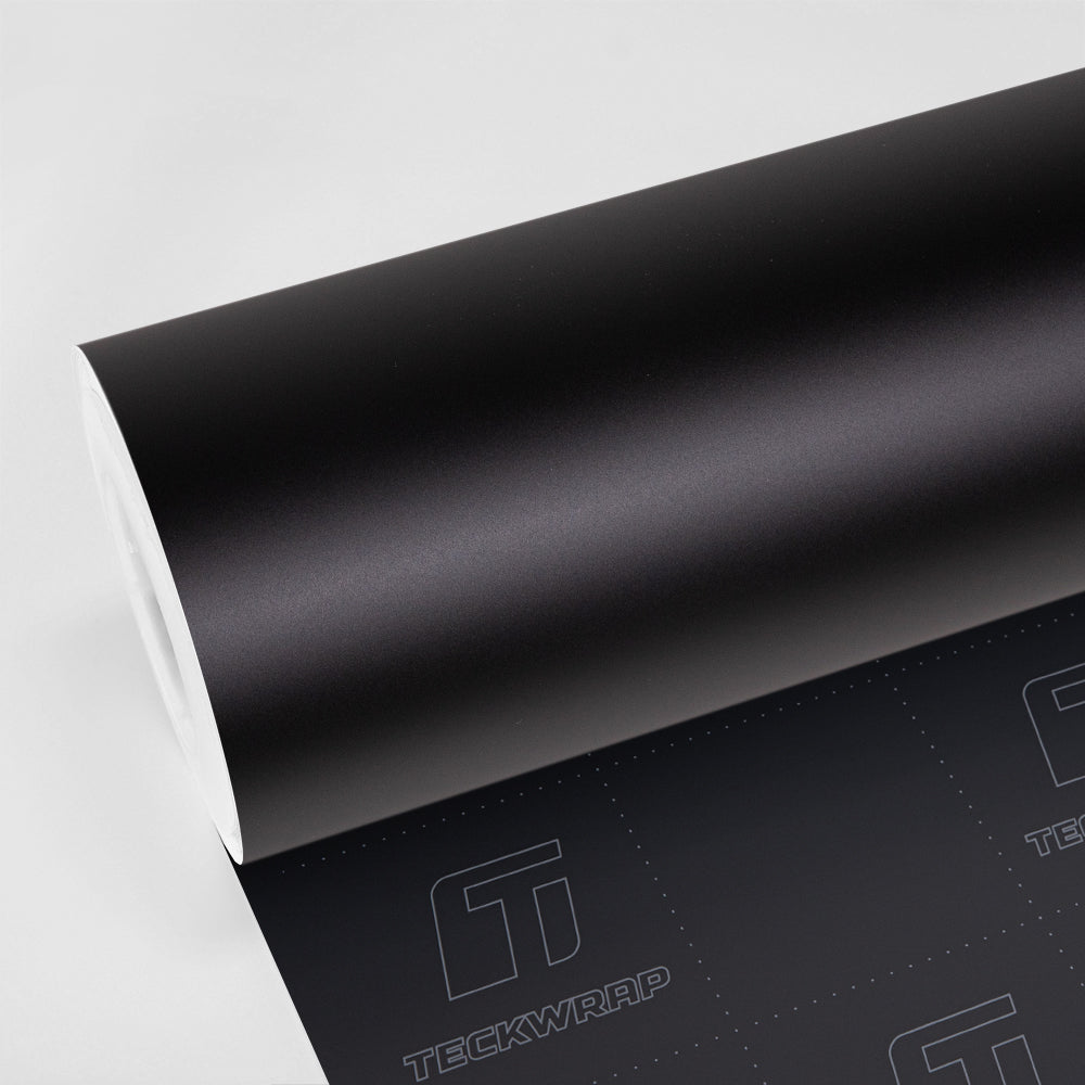 TeckWrap Velvet Black SCM01-PRO+ Vinyl Wrap roll with sleek satin matte finish for premium car wraps, interior trims, and custom styling.