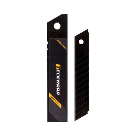 Close-up of TeckWrap 18mm 60° spare blade and case, 10-pack for accurate trimming and vinyl detailing