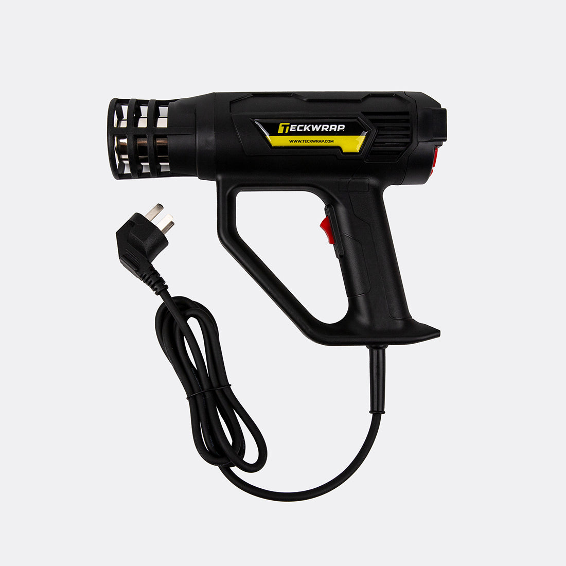 TeckWrap heat gun with extended power cord, ideal for vinyl wrap applications and heat-sensitive installations