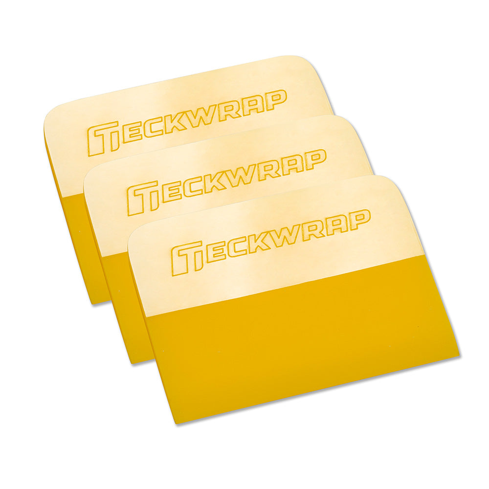 Set of three yellow TeckWrap PPF Squeegees ideal for paint protection film application