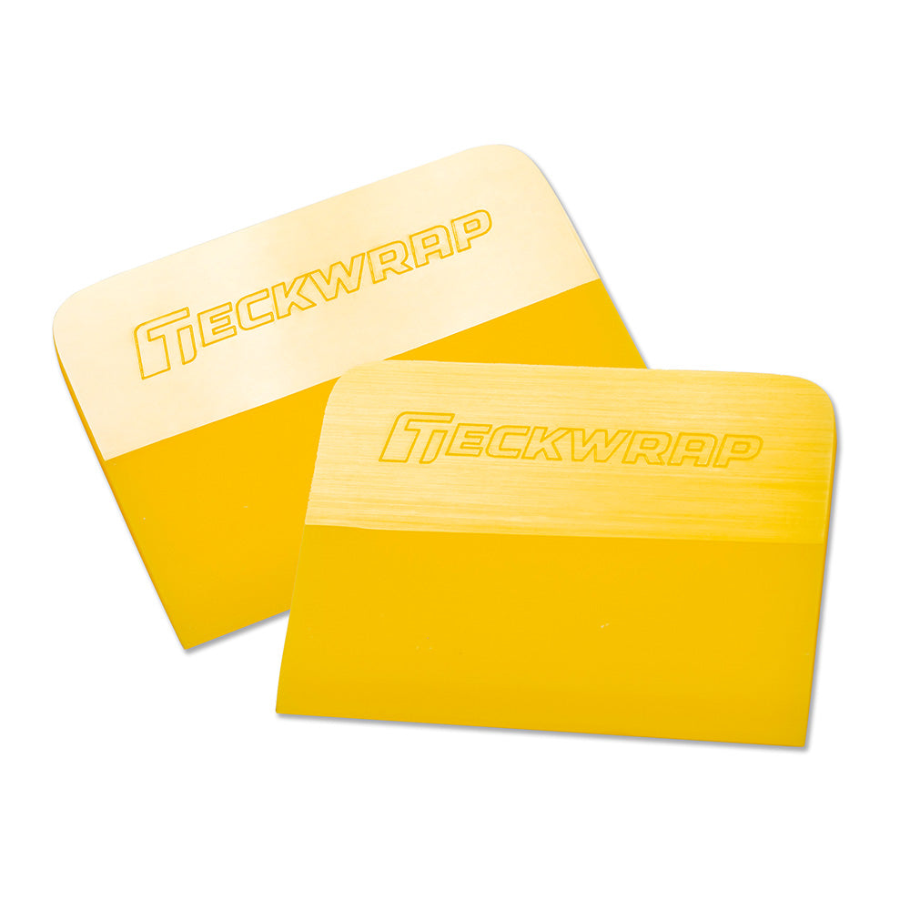 Yellow TeckWrap PPF Squeegee tools with embossed logo - set of two