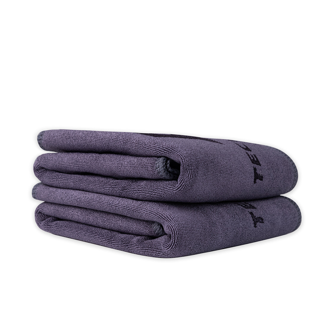 Stack of two folded TeckWrap microfiber towels for vinyl wrap cleaning and maintenance