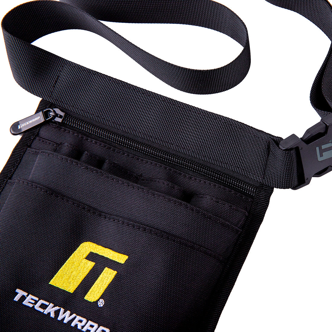 Zoomed-in top view showing zipper and upper compartments of the TeckWrap Tool Pouch.