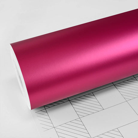 TeckWrap Hot Pink (VCH404-S) Satin Vinyl Wrap roll, showcasing a vibrant and smooth satin finish ideal for vehicle customization.