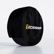 TeckWrap branded black wheel cover protecting tire for vehicle wrap applications