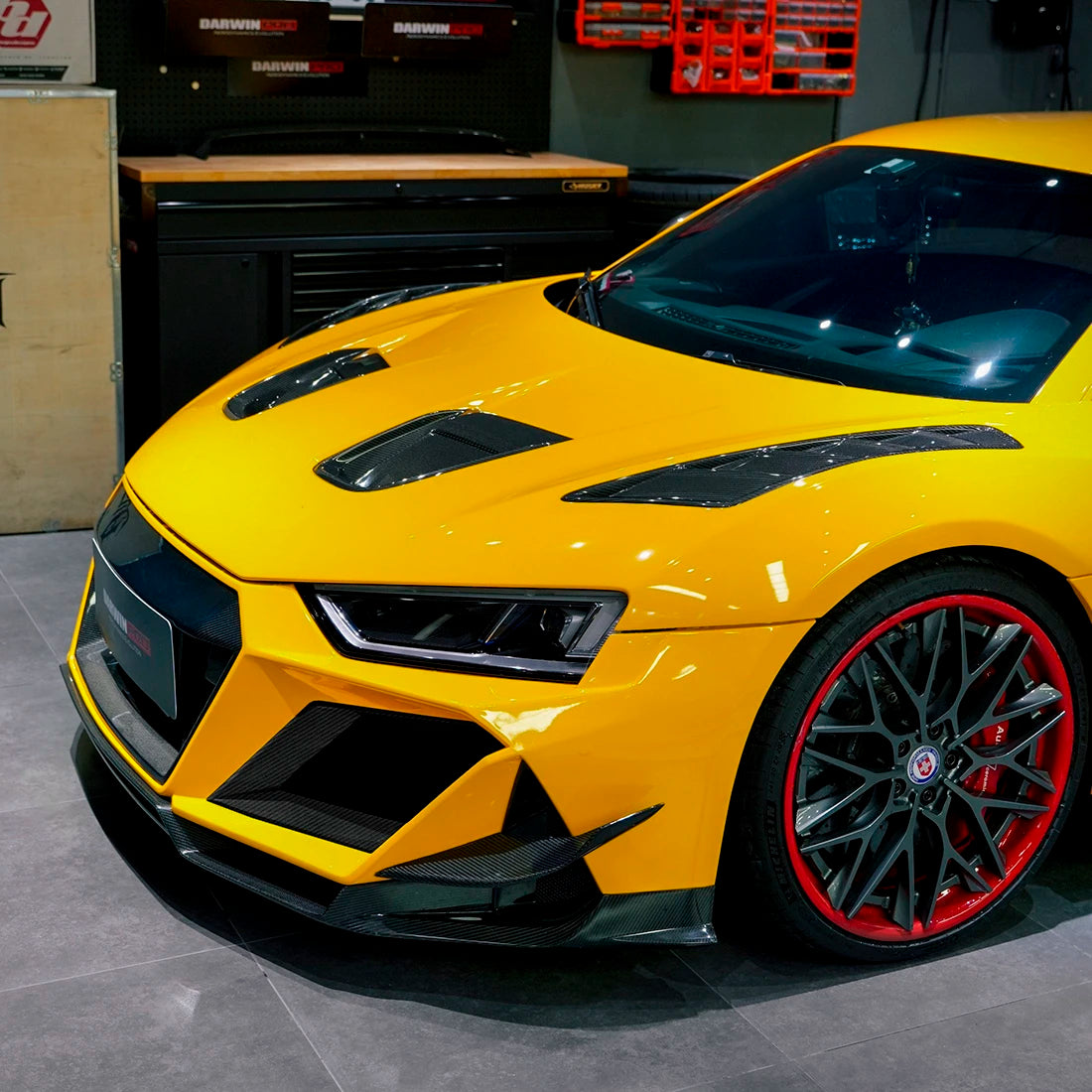 Audi front view High Gloss Sunflower Yellow Vinyl Wrap