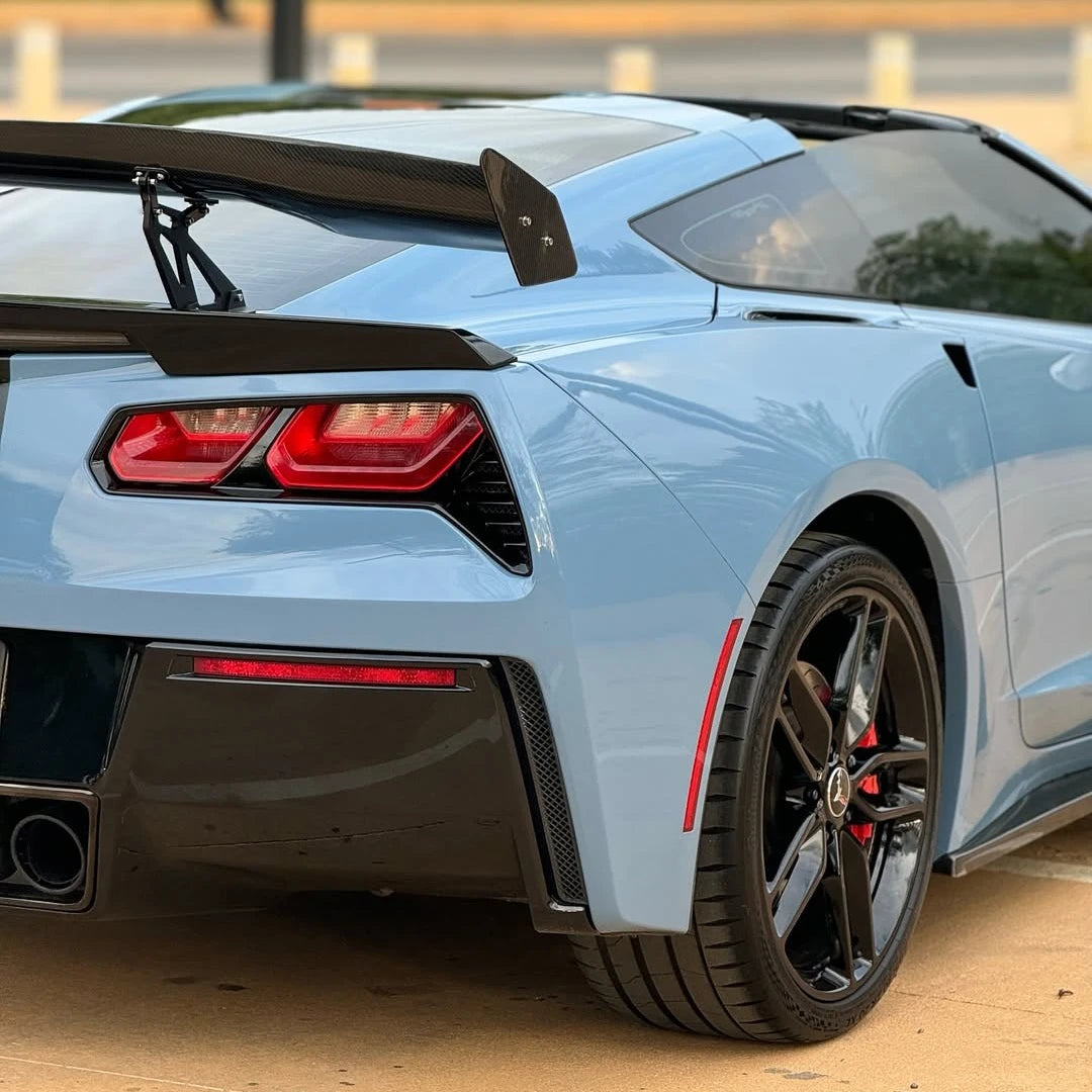 High Gloss China Blue Vinyl Wrap on corvette