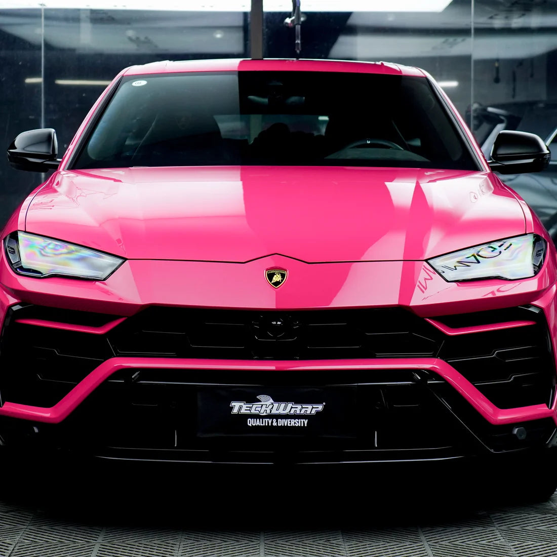 Lamborghini High Gloss Berry Red Vinyl Wrap Front view