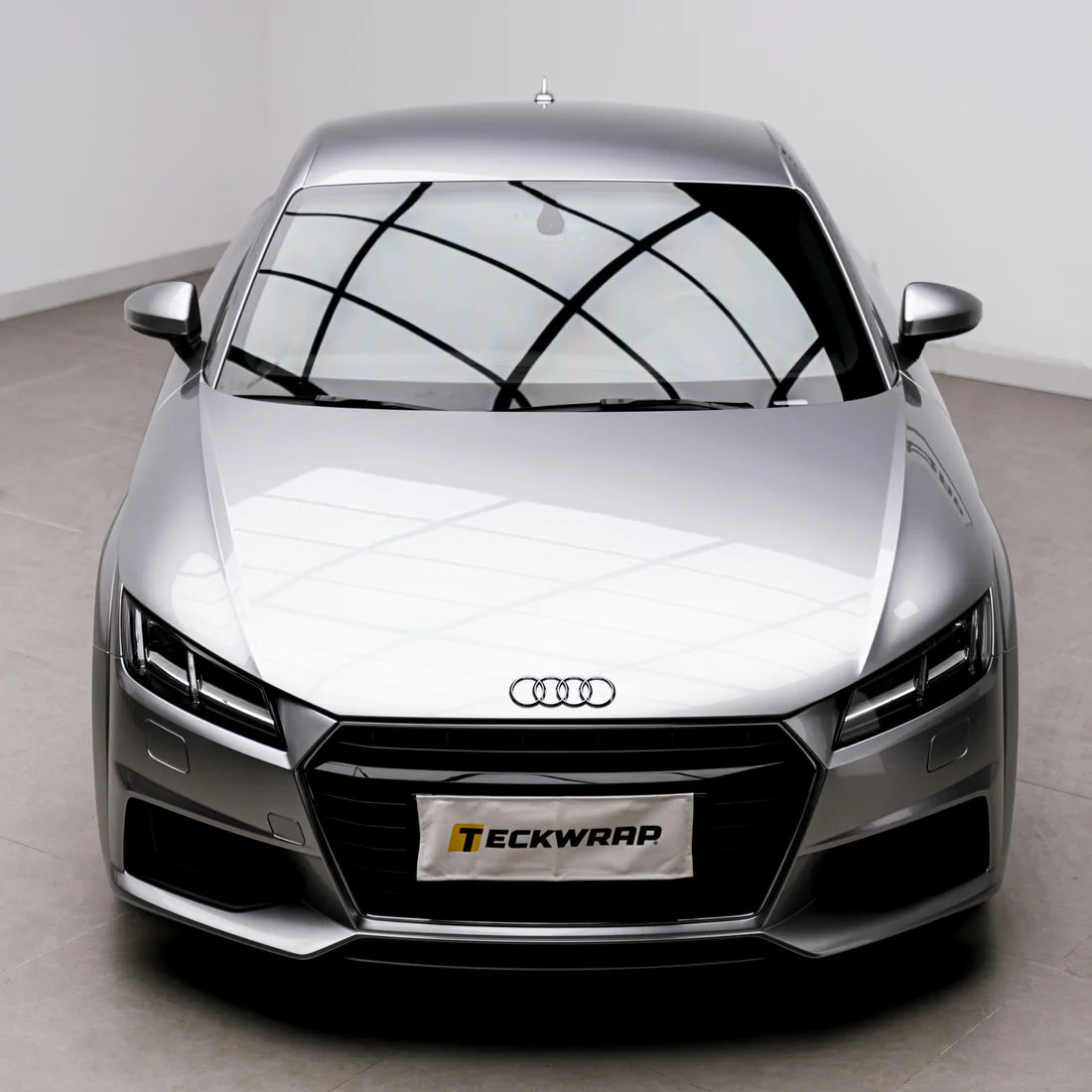 Front view of a Audi in Gloss Metallic Stellar Silver PPF