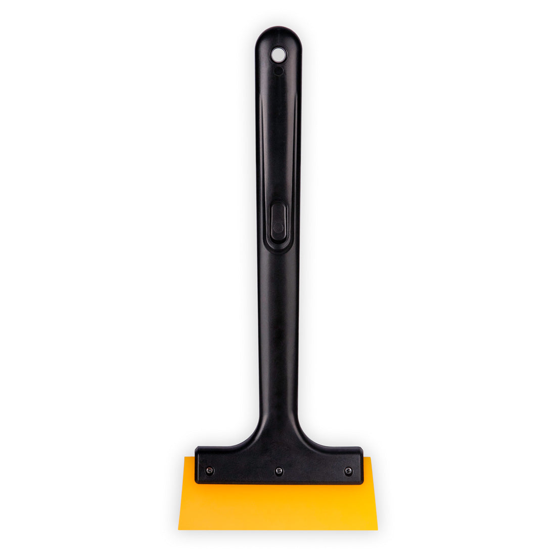 Rear view of TeckWrap long handle window tinting squeegee showing reinforced blade attachment and textured grip, ideal for applying car vinyl wraps, window tint films, and other adhesive materials without surface damage.