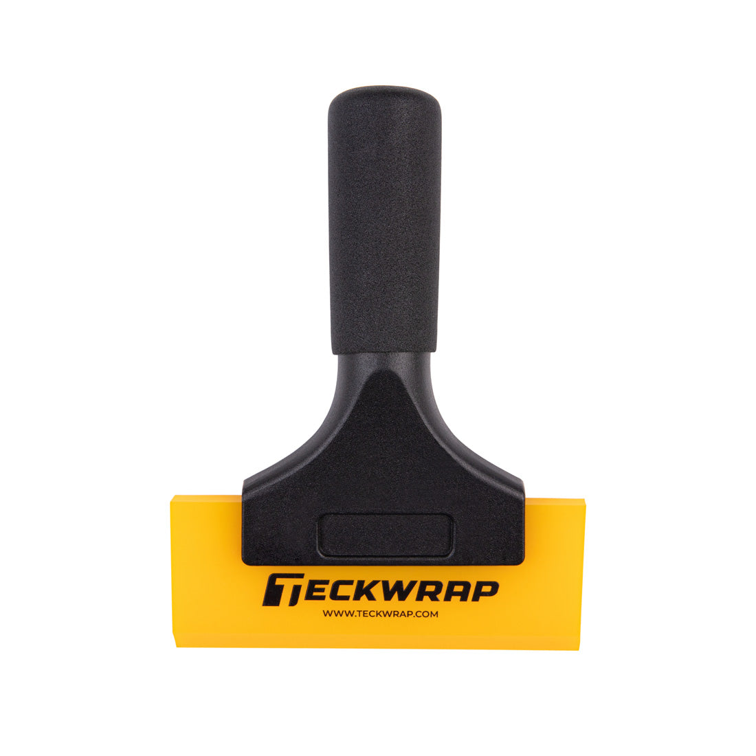 TeckWrap Window Tint & PPF Rubber Squeegee – ergonomic short handle tool with yellow blade for car wrap and paint protection film installation
