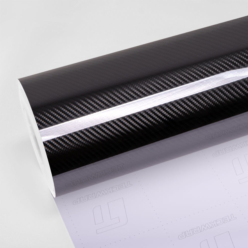 TeckWrap Twill Carbon RCF11 Vinyl Wrap roll with realistic carbon fiber texture for car wraps, interior trims, and DIY customization.