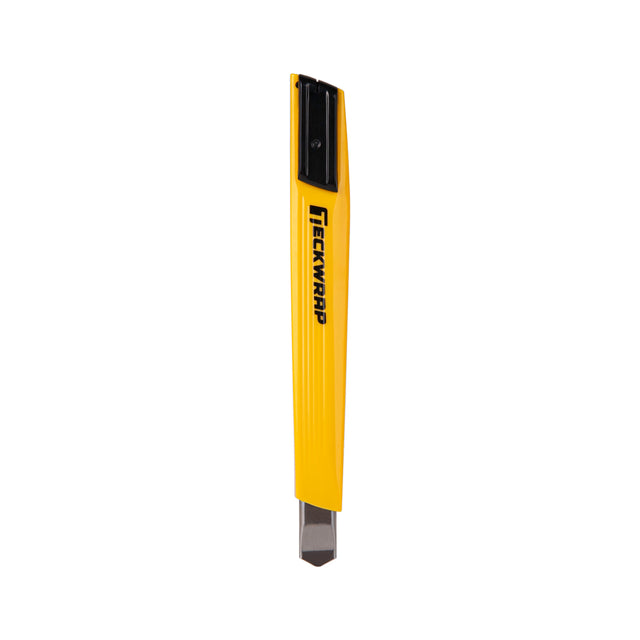 TeckWrap 9mm Utility Knife with yellow handle – precision cutting blade for wraps, vinyl, and DIY crafts.