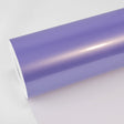 Close-up of TeckWrap Royal Purple (SL07-HD) glossy vinyl wrap roll showcasing smooth surface and vibrant lavender-purple finish.