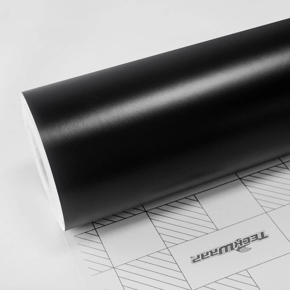 Roll of TeckWrap Black Matte Vinyl Wrap (CM01M) showcasing smooth, rich matte finish ideal for sleek car customization.