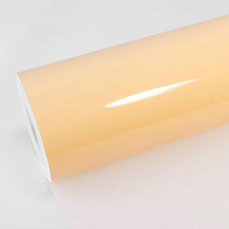 Close-up of Teckwrap Gloss Amberwave (CG45-HD) Vinyl Wrap showcasing its glossy finish and smooth amber-yellow hue.
