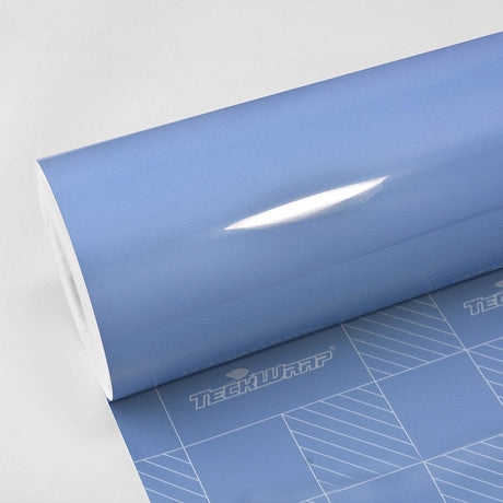 TeckWrap China Blue (CG22-HD) Gloss Vinyl Wrap roll, capturing its smooth, glossy surface in soft, elegant blue.