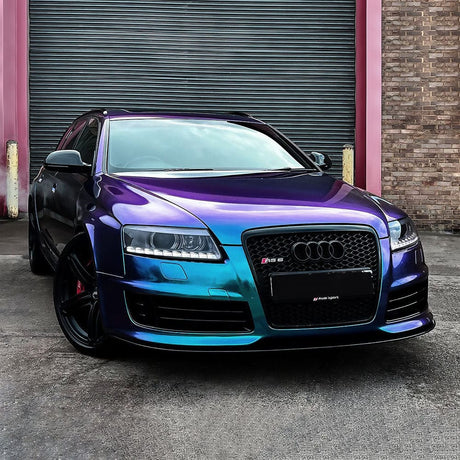 Audi wrapped in TeckWrap Gloss Purple Blue (CK892G) vinyl, highlighting the sleek and vibrant color-shifting gloss finish.