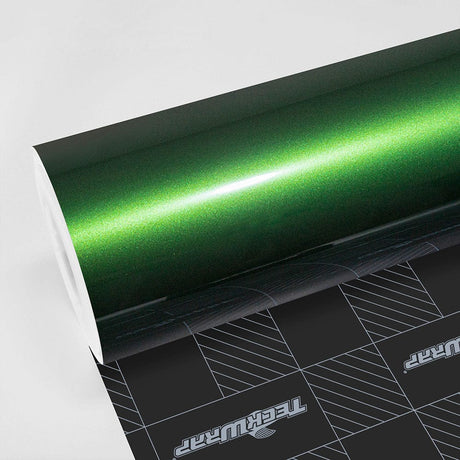 Sonoma Green (HM12-HD) Gloss Vinyl Wrap Roll by TeckWrap showcasing shimmering metallic finish