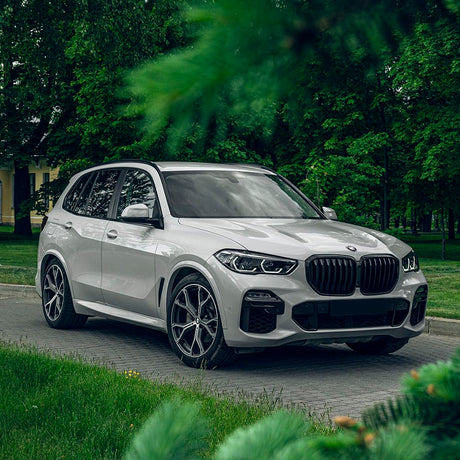 BMW X5 SUV wrapped in TeckWrap Slate Grey (CG16-HD) Gloss Vinyl, featuring a sleek, glossy finish with a soft grey hue — a perfect blend of modern elegance and premium wrap performance.