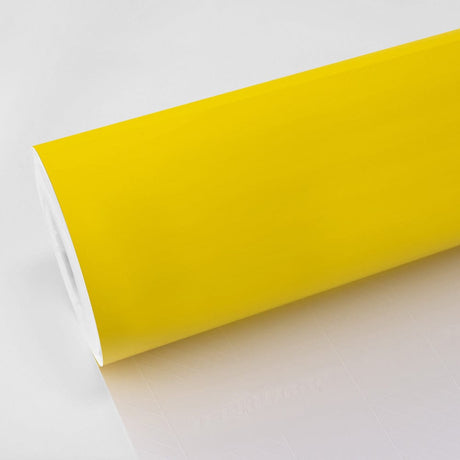 Roll of vibrant TeckWrap Louvre Yellow (CG43-HD) Gloss Vinyl Wrap showcasing its smooth, reflective finish