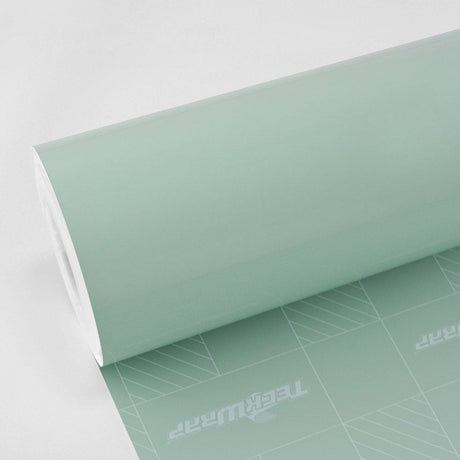 Roll of Monsoon Green High Gloss Vinyl Wrap (CG39-HD) by TeckWrap showing smooth pastel green finish.