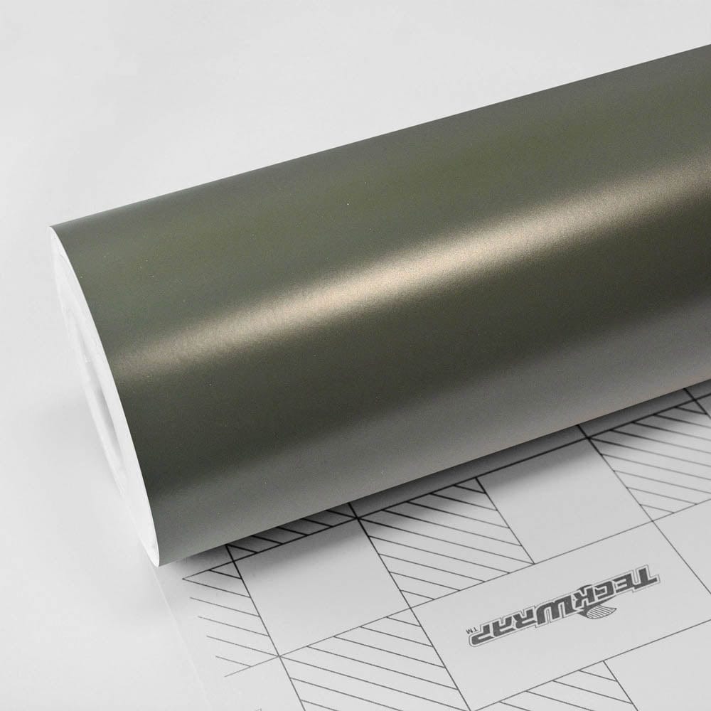 Roll of TeckWrap Piniengruen Pearl Matte Vinyl Wrap (TC02) showcasing its rich, matte pine-green finish and smooth texture.