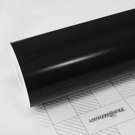 Roll of TeckWrap Sable Black (TC01) Matte Vinyl Wrap displaying its rich, velvety matte texture, perfect for refined automotive styling.