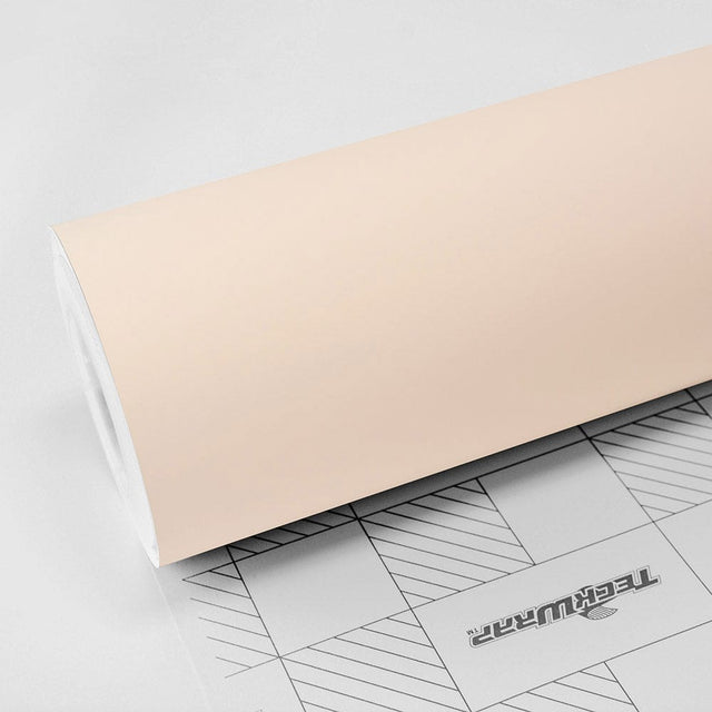 Vanilla Cream (SCM26-R) Matte Vinyl Wrap Roll by TeckWrap, showcasing smooth, soft cream color