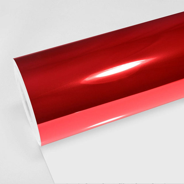 Cherry Red Chrome Vinyl Wrap Roll by TeckWrap, Glossy Mirror Finish (CHM04-HD)