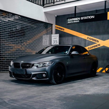 BMW 4 Series wrapped in Apollo Grey (SMT06) Satin Metallic Vinyl Wrap by TeckWrap, featuring a refined matte-metallic grey finish for a stealthy, premium look — perfect for high-end automotive styling in the USA market.