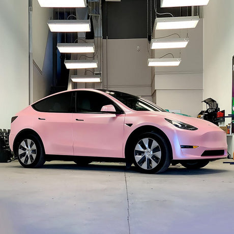 Tesla Wrapped in Cherry Blossom Pink (ECH22) Satin Vinyl - Elegant Automotive Transformation