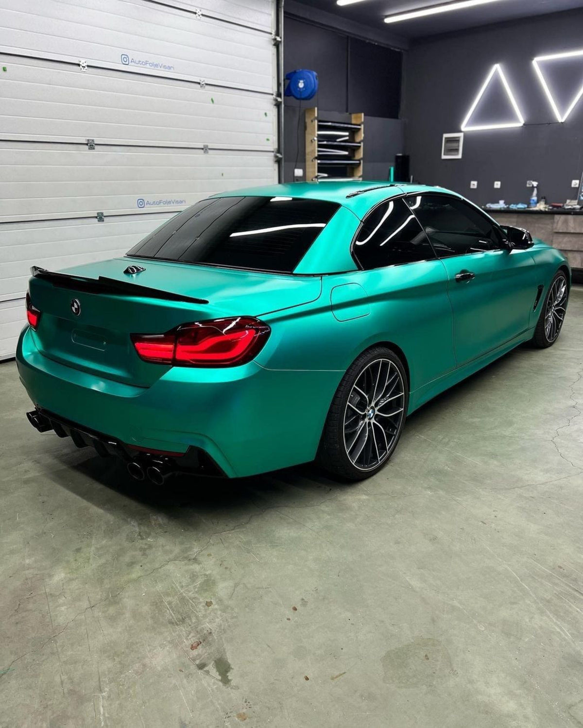 BMW wrapped in Emerald Green Satin Vinyl