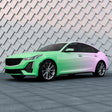 TeckWrap Purple to Green Gradient Custom Vinyl से रैप की गई सेडान – आधुनिक ऑटोमोटिव स्टाइलिंग के लिए आकर्षक ग्रेडिएंट कार रैप।