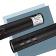 Close-up view of two sleek, black cylindrical tubes from TeckWrap's Zenith Series Window Film Sample Set, showcasing detailed labels and glossy branding.