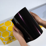 CPX414 TeckWrap A5 Metallic PPF sample showing black base with a narrow purple highlight