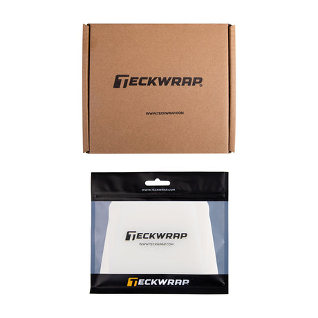 TeckWrap white vinyl wrap squeegee set packaged with sustainable brown box and resealable bag – professional tools for seamless film application.