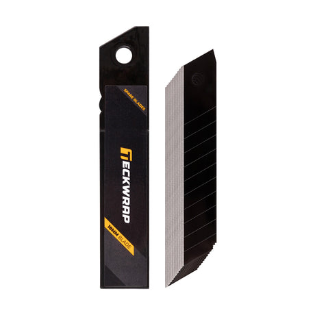 TeckWrap SK5 UtilTeckWrap 18mm 60° angle cutting blades shown outside packaging, precision segmented tips ideal for wrap applicationsity Knife Blades - Vehicle Repair & Specialty Tools