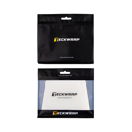 TeckWrap white squeegee set sealed in professional black-and-clear packaging, designed for bubble-free vehicle wrap installations.