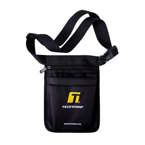 Front view of TeckWrap Tool Pouch with adjustable shoulder strap and branded logo.